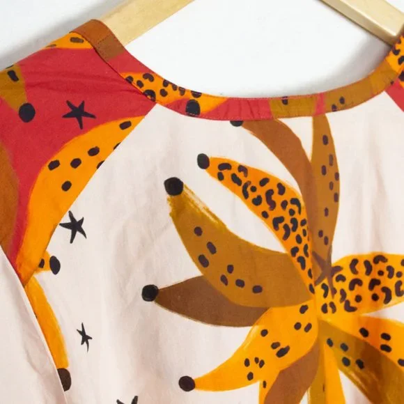 Farm Rio Creme & Brown Banana Puff Sleeve Dress - Picture 9 of 13